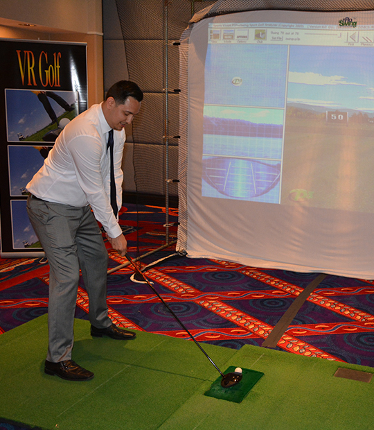 Virtual driving range at corporate event 