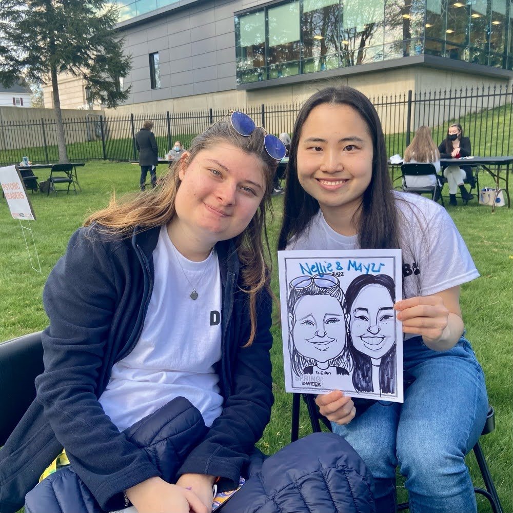 Engaged couples with caricature